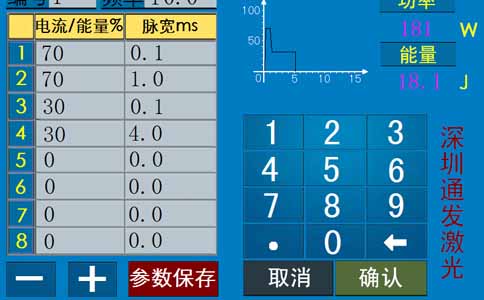 通发激光焊接机参数设置界面